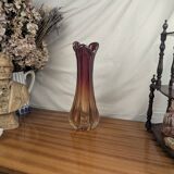 Large Soliflore Vase, Murano Art Deco Glass in the Style of Flavio Poli