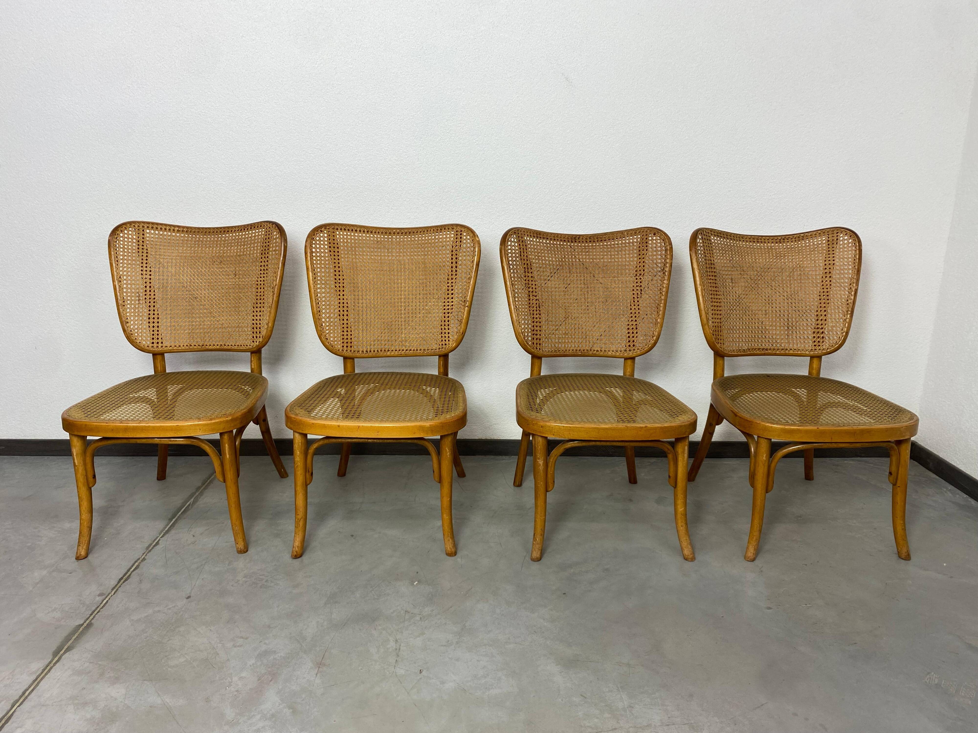 Set of 4 chairs model A821 by Adolf Gustav Schneck for Thonet Mundus