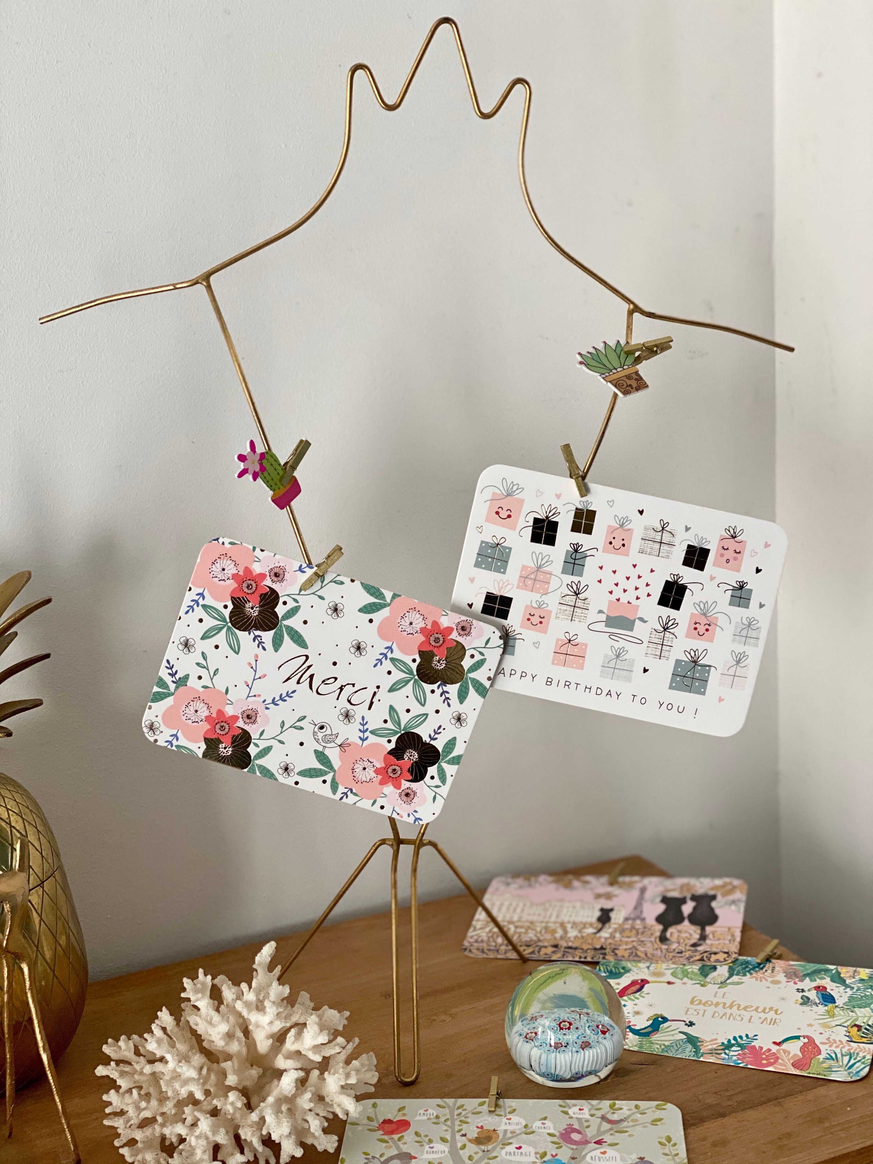 Golden postcard display