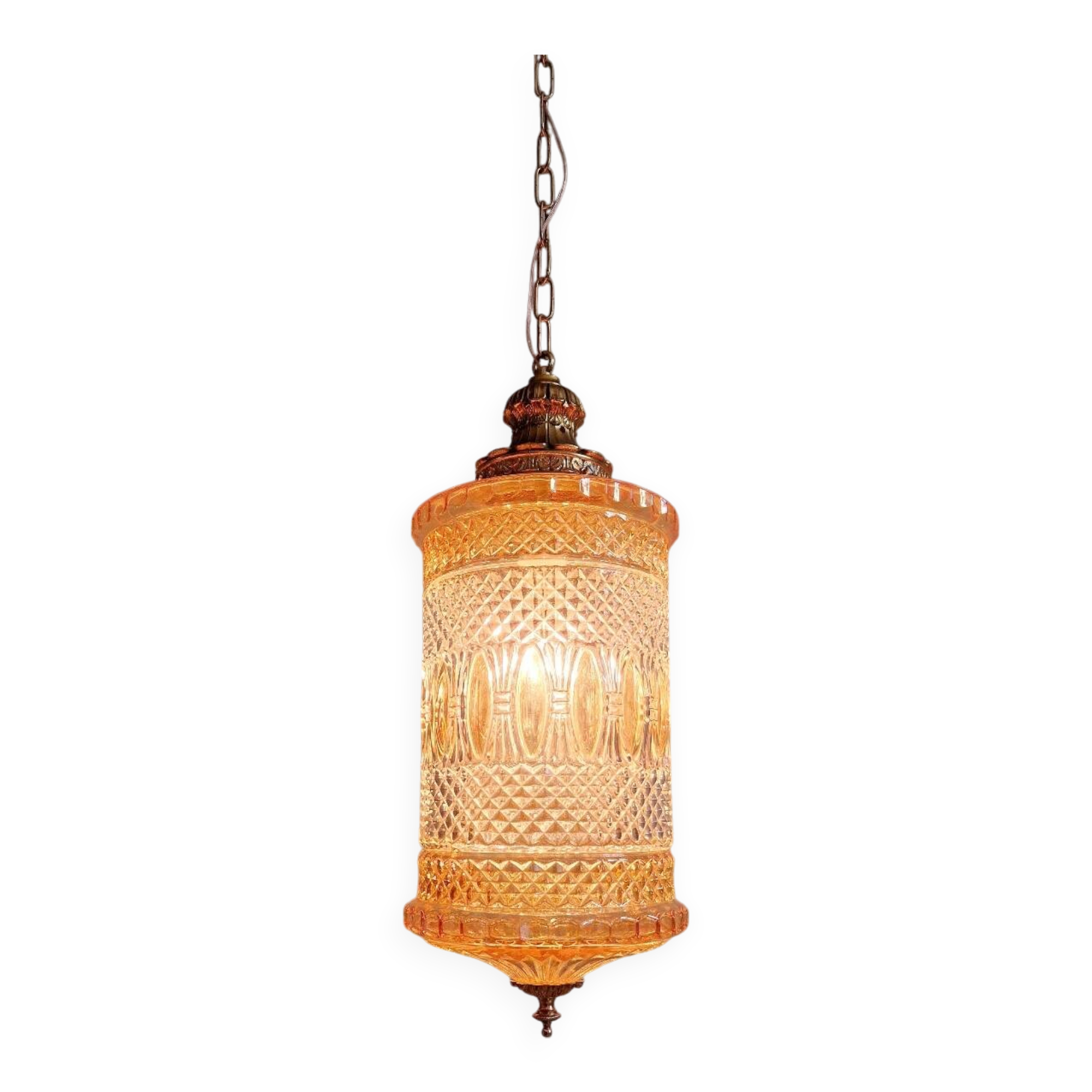 Glass and brass pendant light, 1960s
