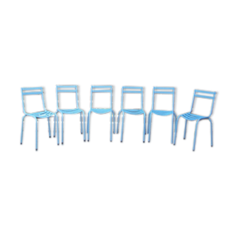 Set of 6 old chairs of Brewery Fermob