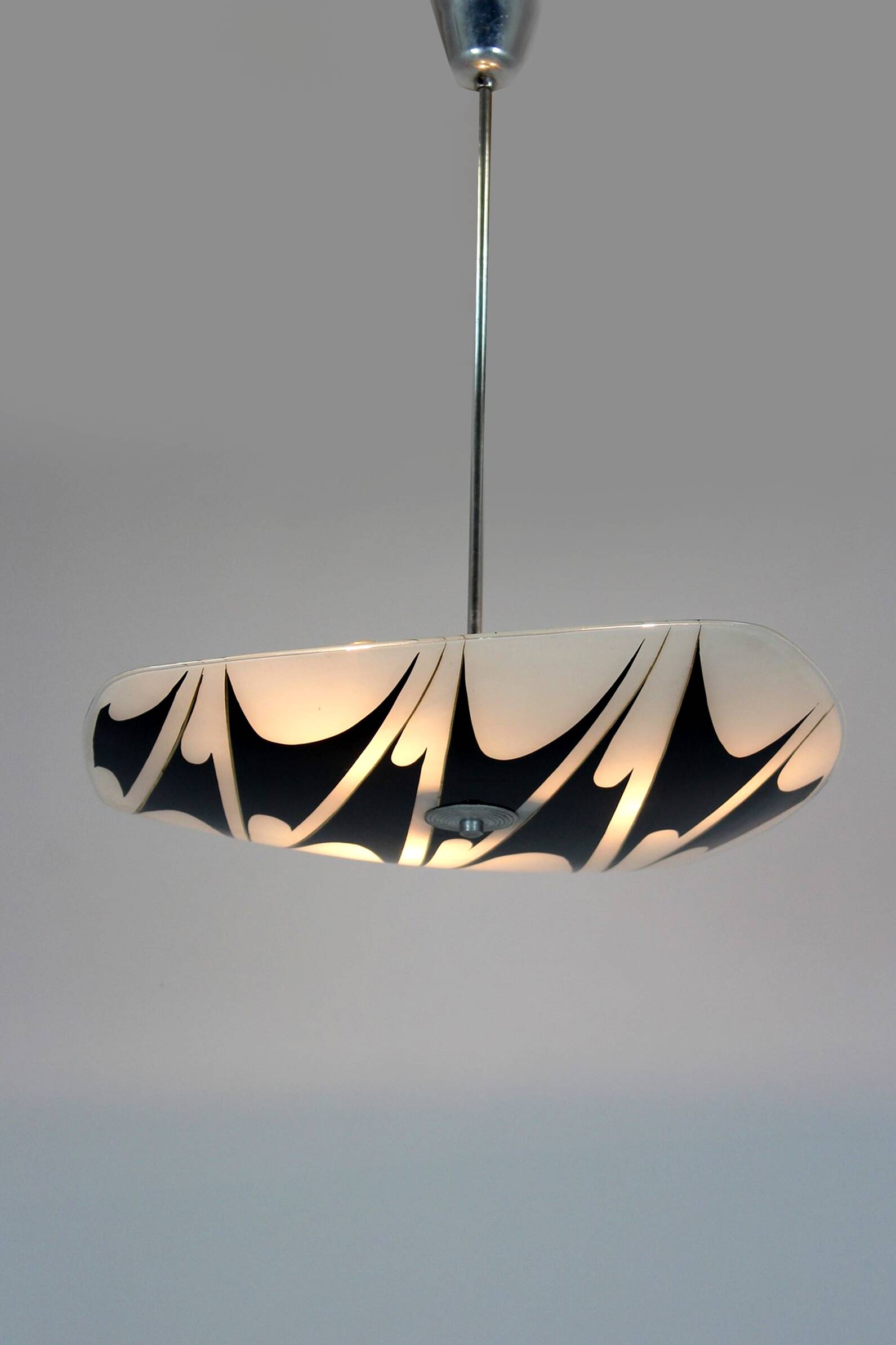 Large Vintage Czechoslovakian Opaline Glass Pendant Lights, 1970s, Set of 2