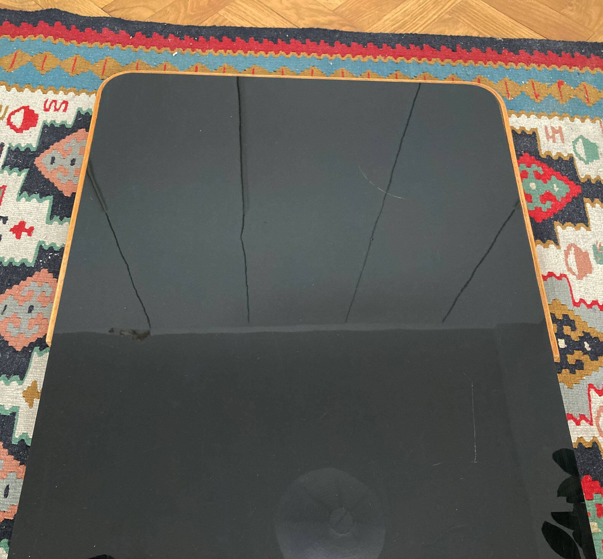 1960's Mid Century Coffee Table with a black opaxite glass by Jiri Jiroutek