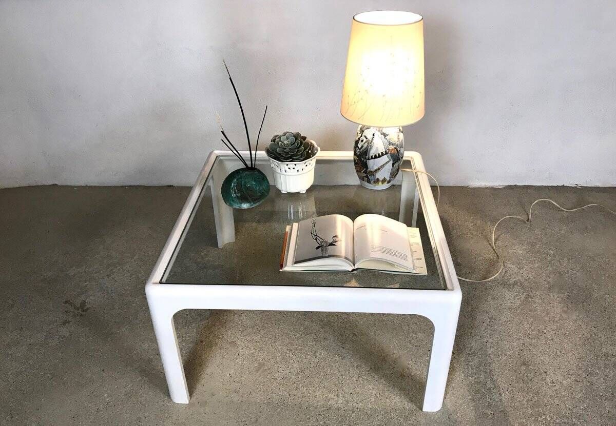 Coffee table with glass top by Peter Ghyczy for Horn Collection, 1960s