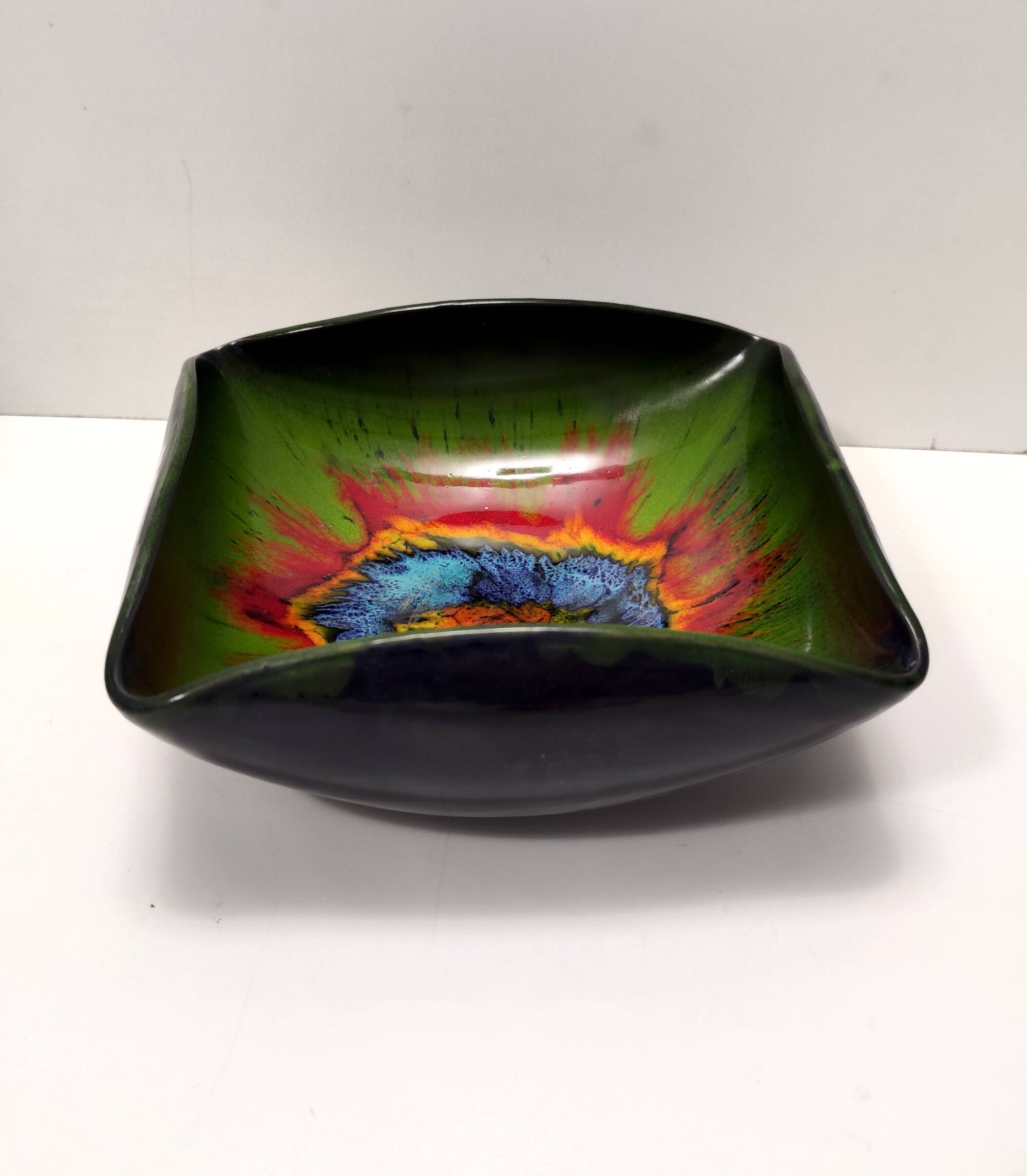 Black and Green Ceramic Vide Poche by Giovanni Poggi for San Giorgio