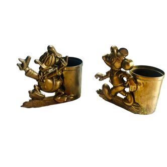 Rare brass yellow Disney pencil holders. 1960p