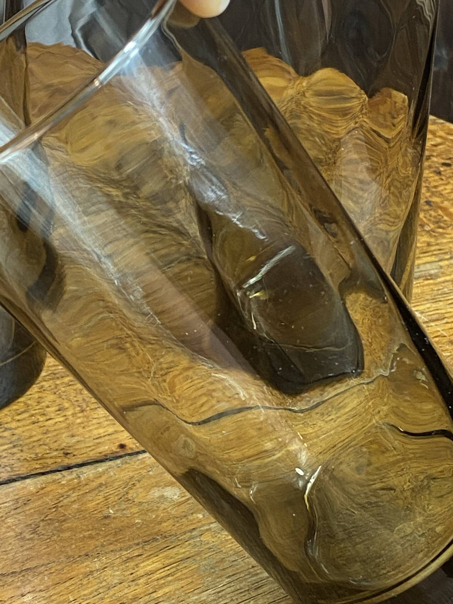 6 verres à eau en verre brun fumé, années 70