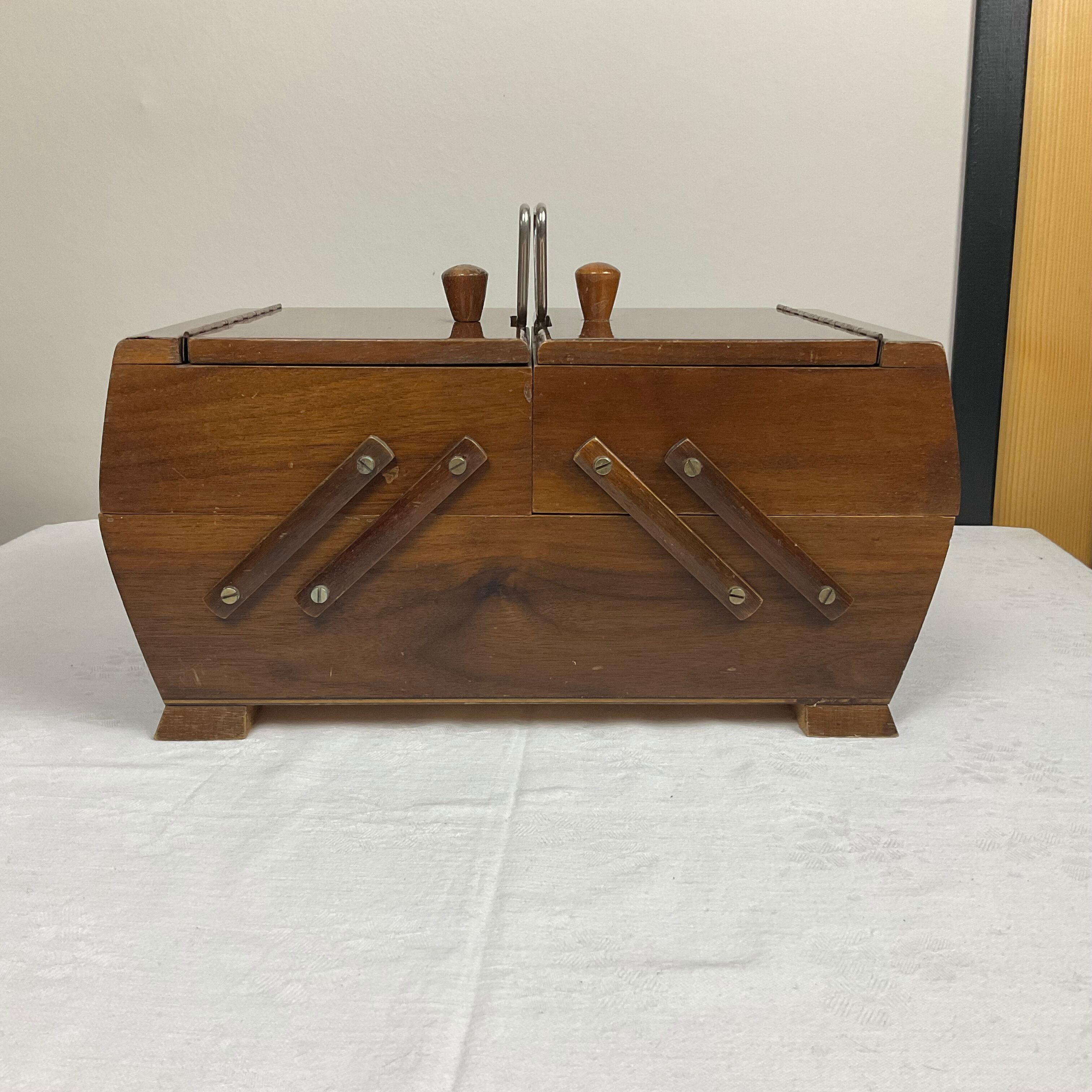 Antique wooden sewing box