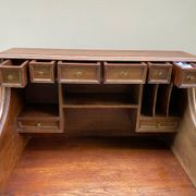 Antique solid wood secretary desk, handcrafted cabinetry.