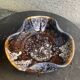 Flamed glazed ceramic bowl, original shape, vintage