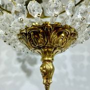 Plafonnier 3 lumières bronze et cristal