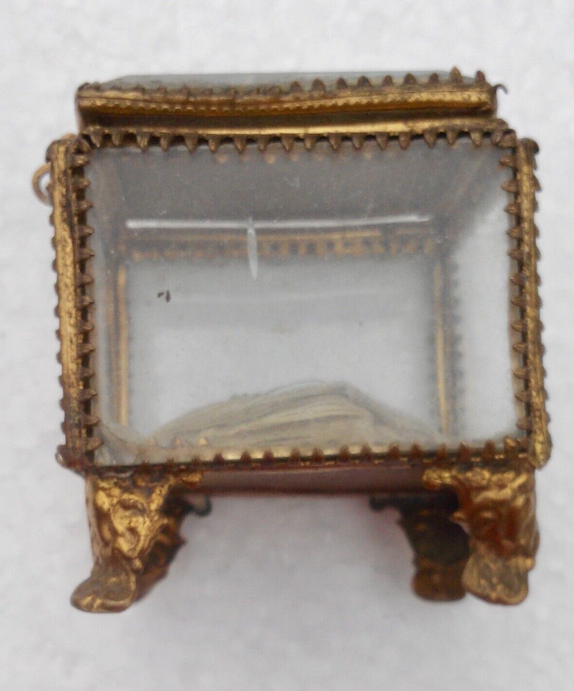 Jewel box antique, beveled glass and brass, Cherbourg the lighthouse