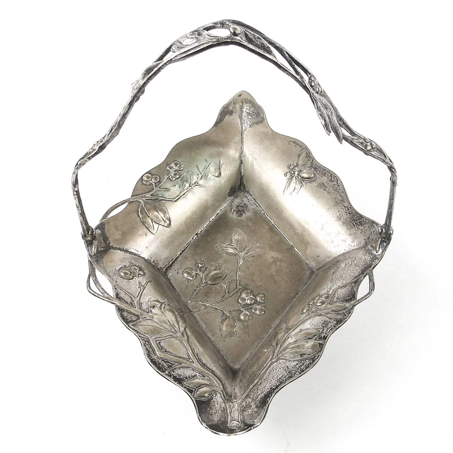 Art Nouveau basket, silver-plated brass, WMF, Germany, early 20th century