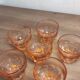 Set of 6 vintage Rosaline liqueur glasses in translucent pink glass