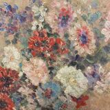 Bouquet/landscape, double reversible painting signed A. Viret