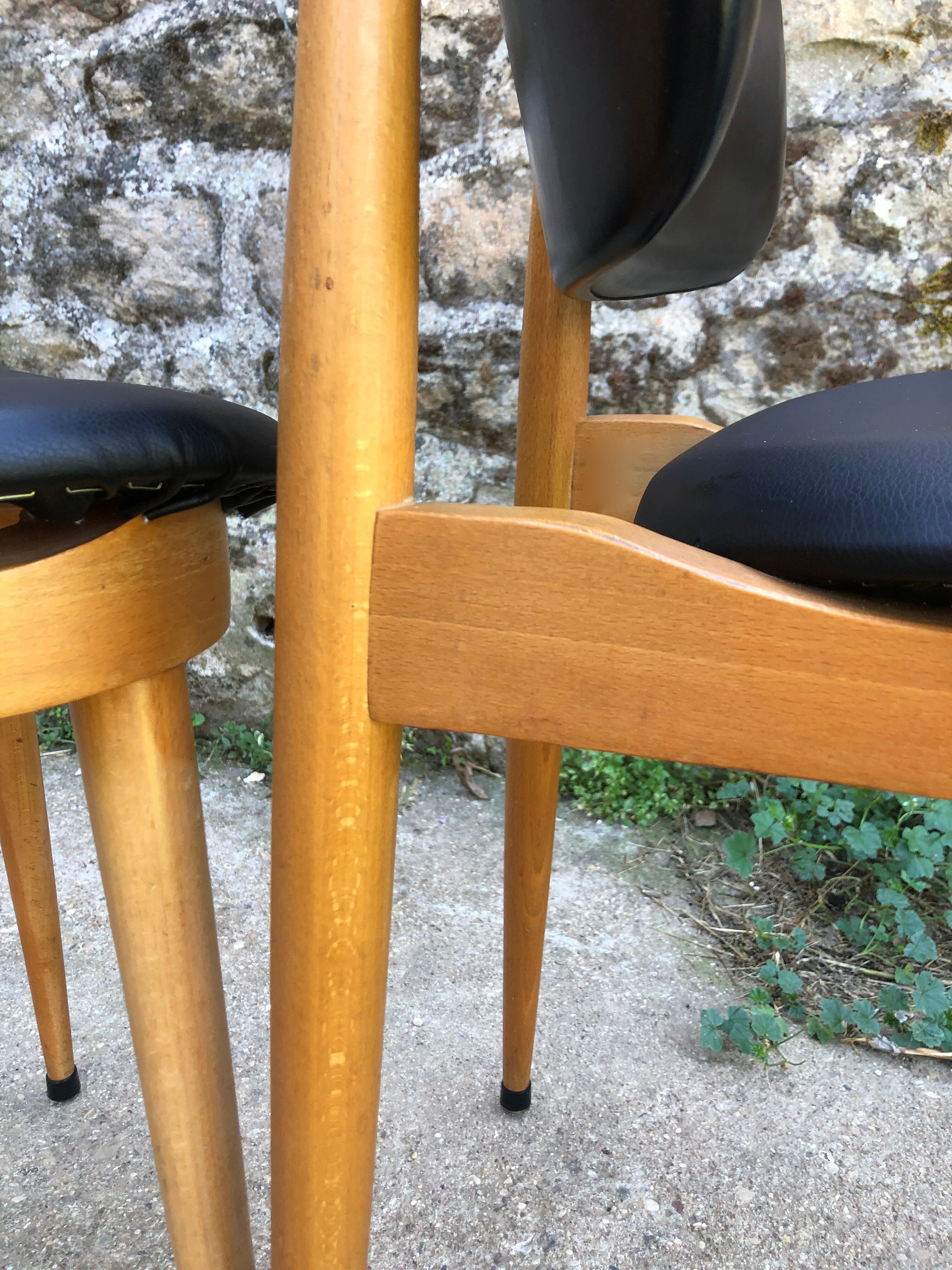 Set of 6 pegasus chairs Baumann skaï black