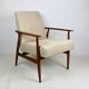 Armchair 'Lis', 1970s beige boucle design by Henryk Lis - natural wood