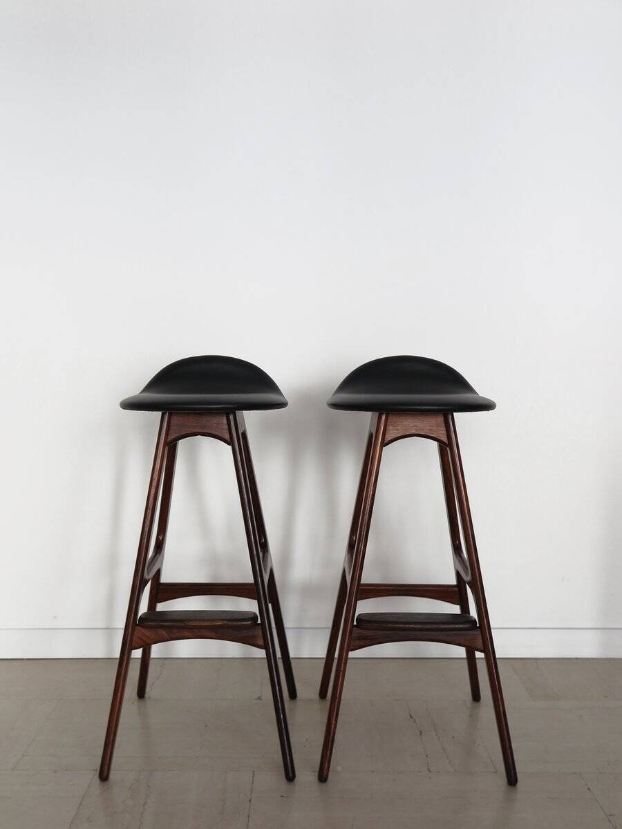 Scandinavian Bar Stools by Erik Buch, 1960s, Set of 2