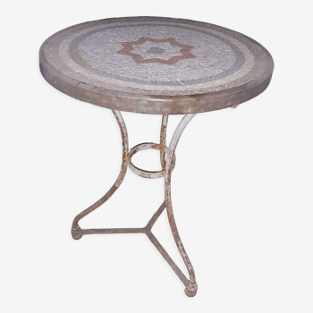 Round table mosaic pedestal table