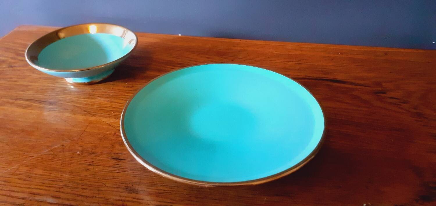 Magdalithe ceramic cup and dish from the 1950s