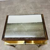 Art Deco mirror and brass bedside table