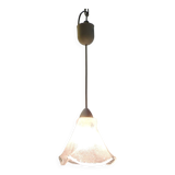 Suspension vintage en verre givré style fleur – Lampe plafonnier des années