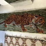 Vintage wool rug featuring a leopard (tiger)