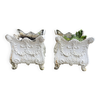 Pair of cast iron planters. Alfred Corneau Charleville around 1900