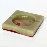 ​Italian ashtray in green and red onyx - 15 cm x 15 cm