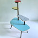 Table Desserte ètagère door vintage plant, 50s, blue gray Yellow Red