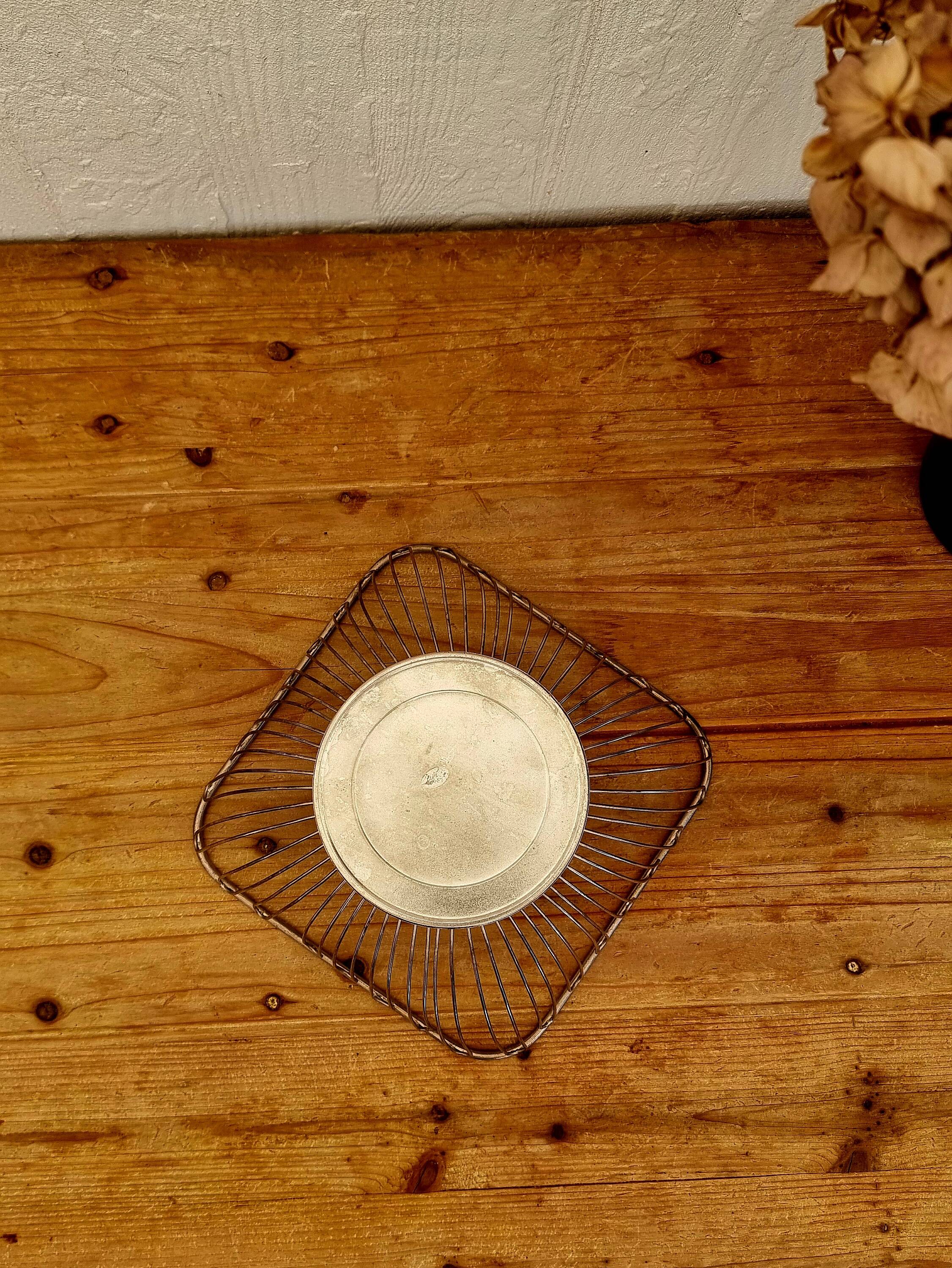 Vintage silver metal basket