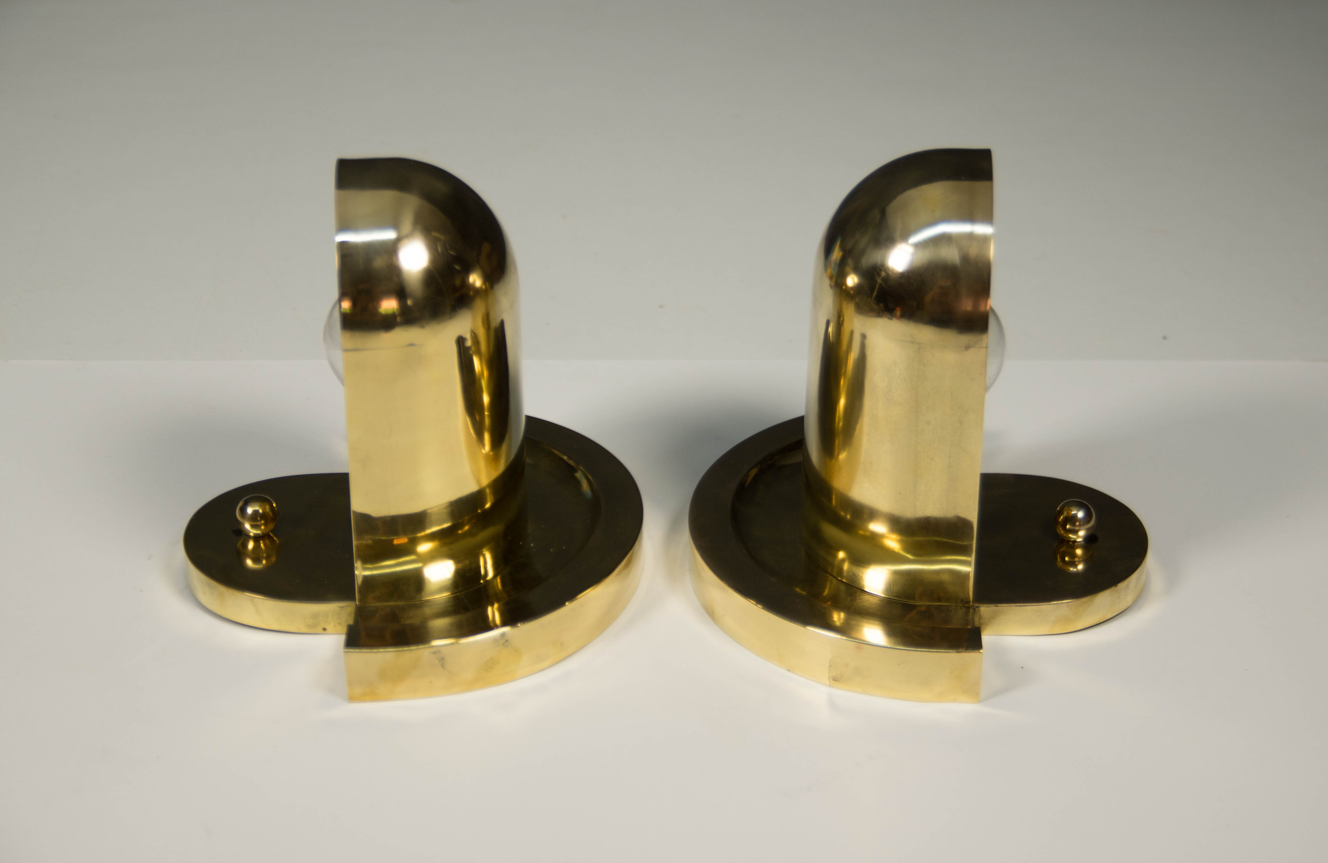 Set of Unique Cubistic Brass Wall Lamps, 1920s