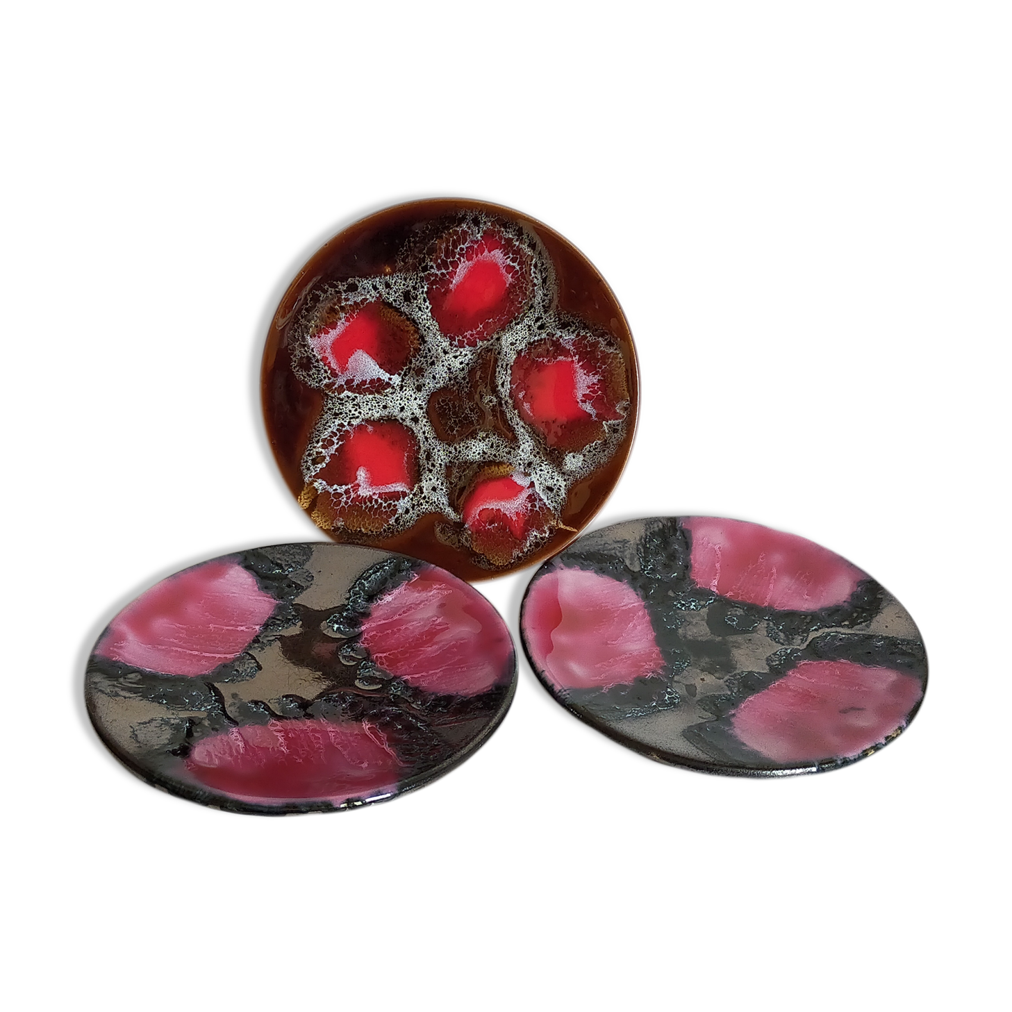 Three ceramic dessert plates from Vallauris 50s