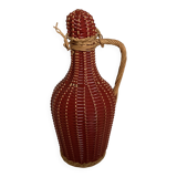 Petite bouteille décorative osier rouge bordeaux