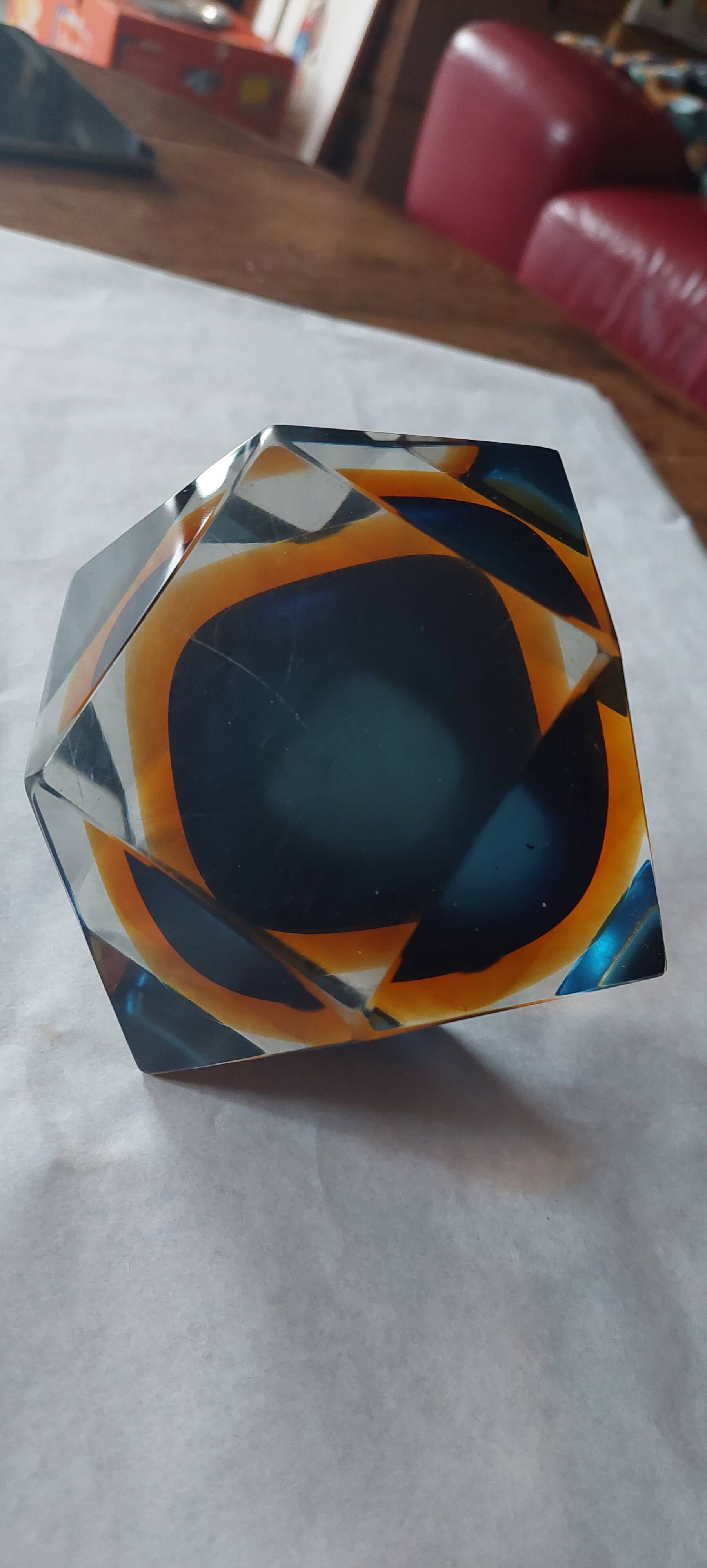 Diamond-shaped ashtray by Flavio Poli