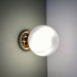Vintage globe wall or ceiling light in white opaline
