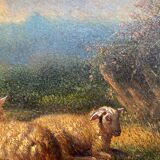 HSP painting "Pastoral with lambs" by Petrus Marius Brouwer (1819/1886)