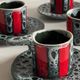 6 vintage luc vallauris art ceramic cups and saucers