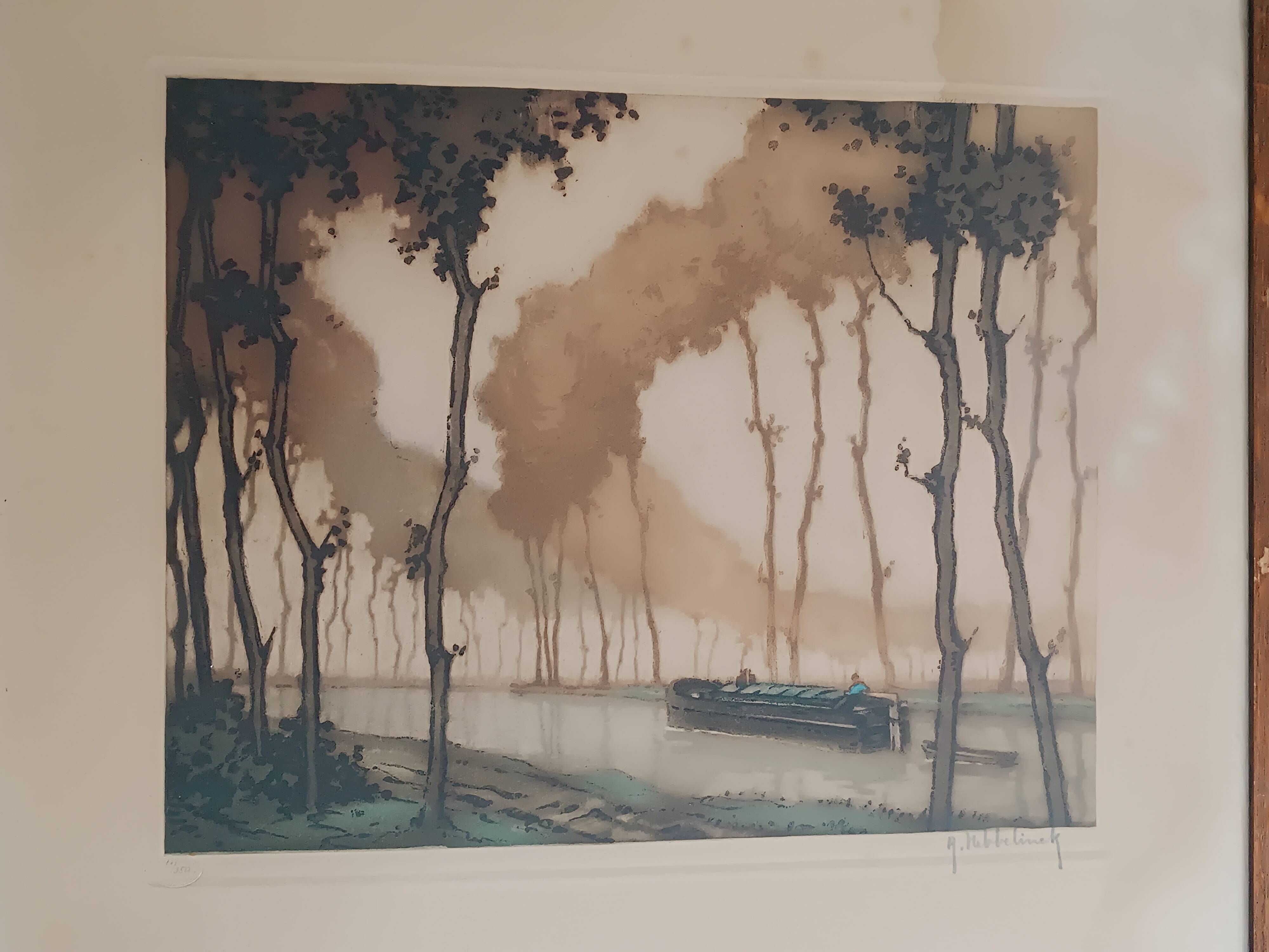 Roger hebbelinck landscape original lithograph signed and numbered 11/350