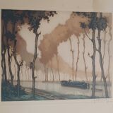 Roger hebbelinck landscape original lithograph signed and numbered 11/350
