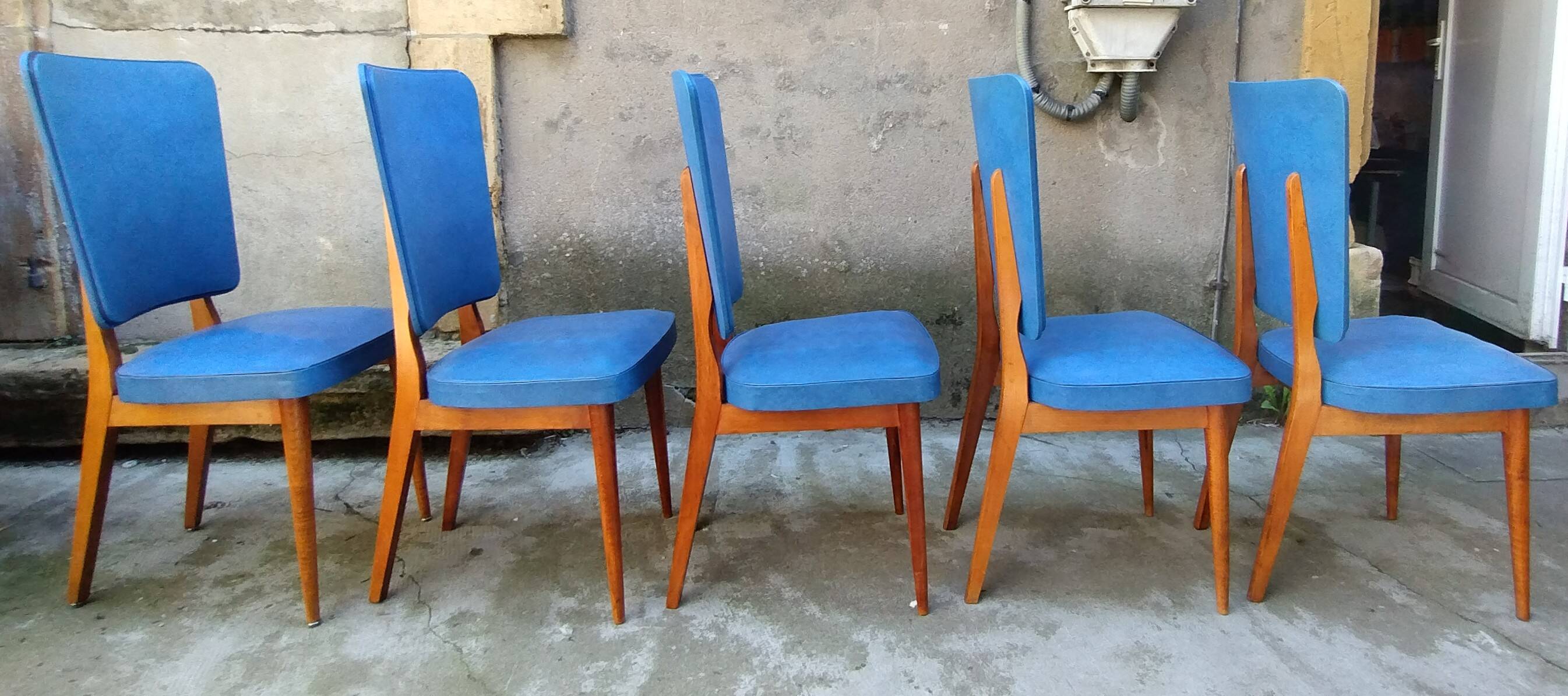 Lot de 5 chaises scandinave année 50/60