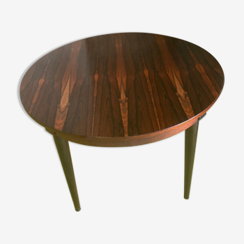 Table ronde scandinave en palissandre avec rallonge