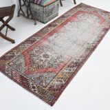 3x9 Rug For Hallway Antique Red Vintage Runner Rug, 102x261Cm SK 3931