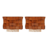 Contemporary Modern Pair of Sideboards in Wood and Siena Marble Top, Italy