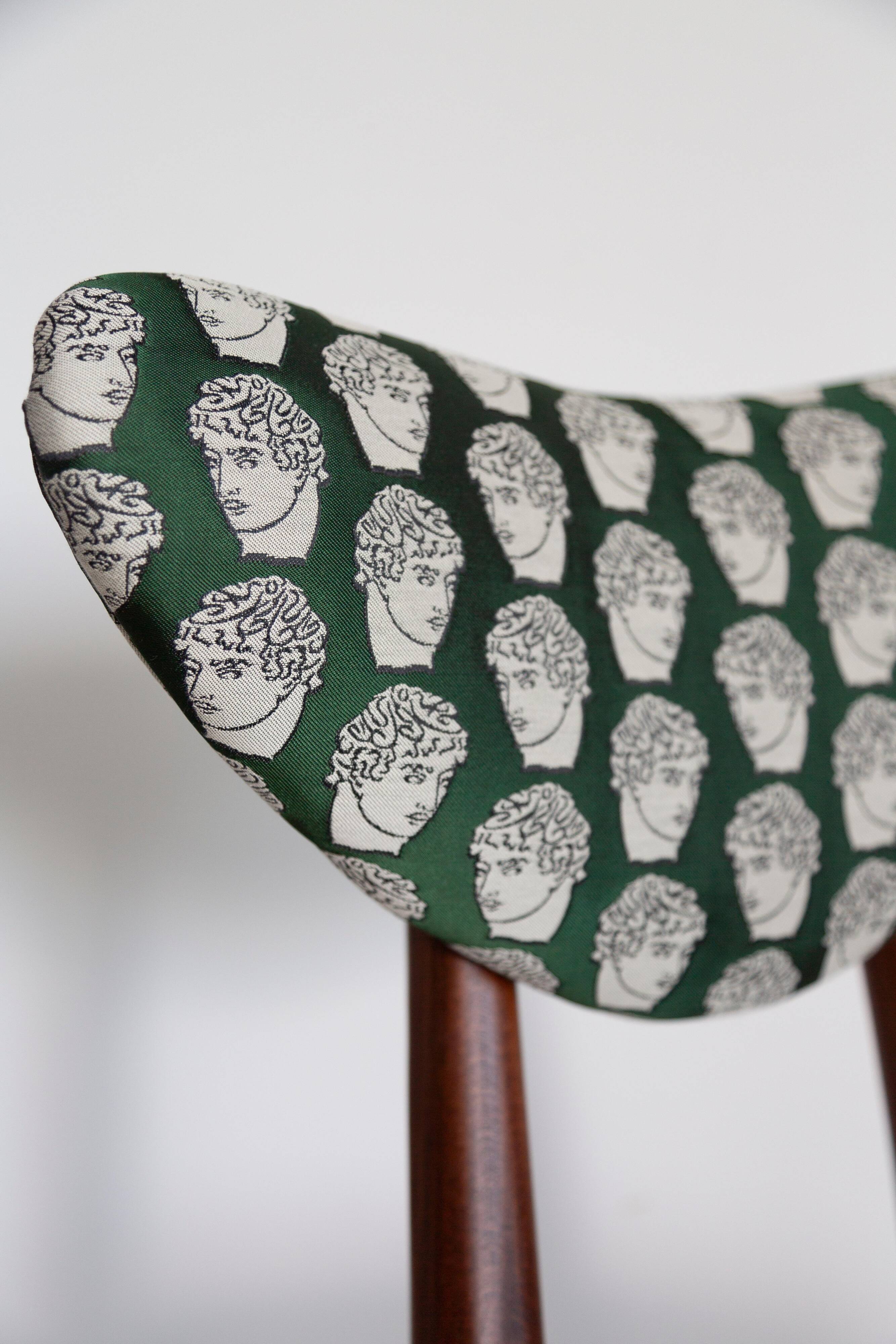 Emerald satin heart chair by David Print, walnut beech wood, Europe, 1960s.
