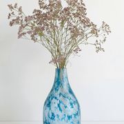 Brutalist Blue and White Reactive Art Glass Vase, Europe, 1970s