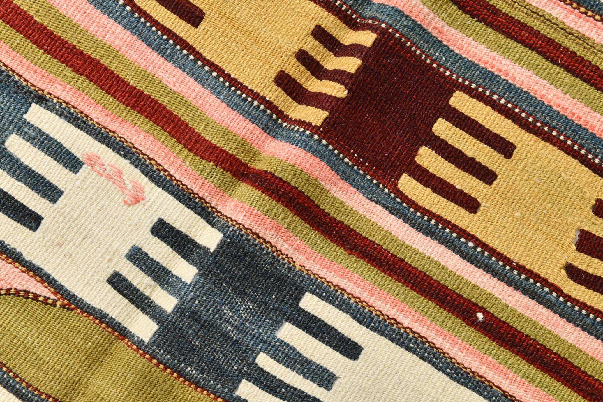 Tapis kilim turc Orientel 4x9, style géométrique, 132x280 cm