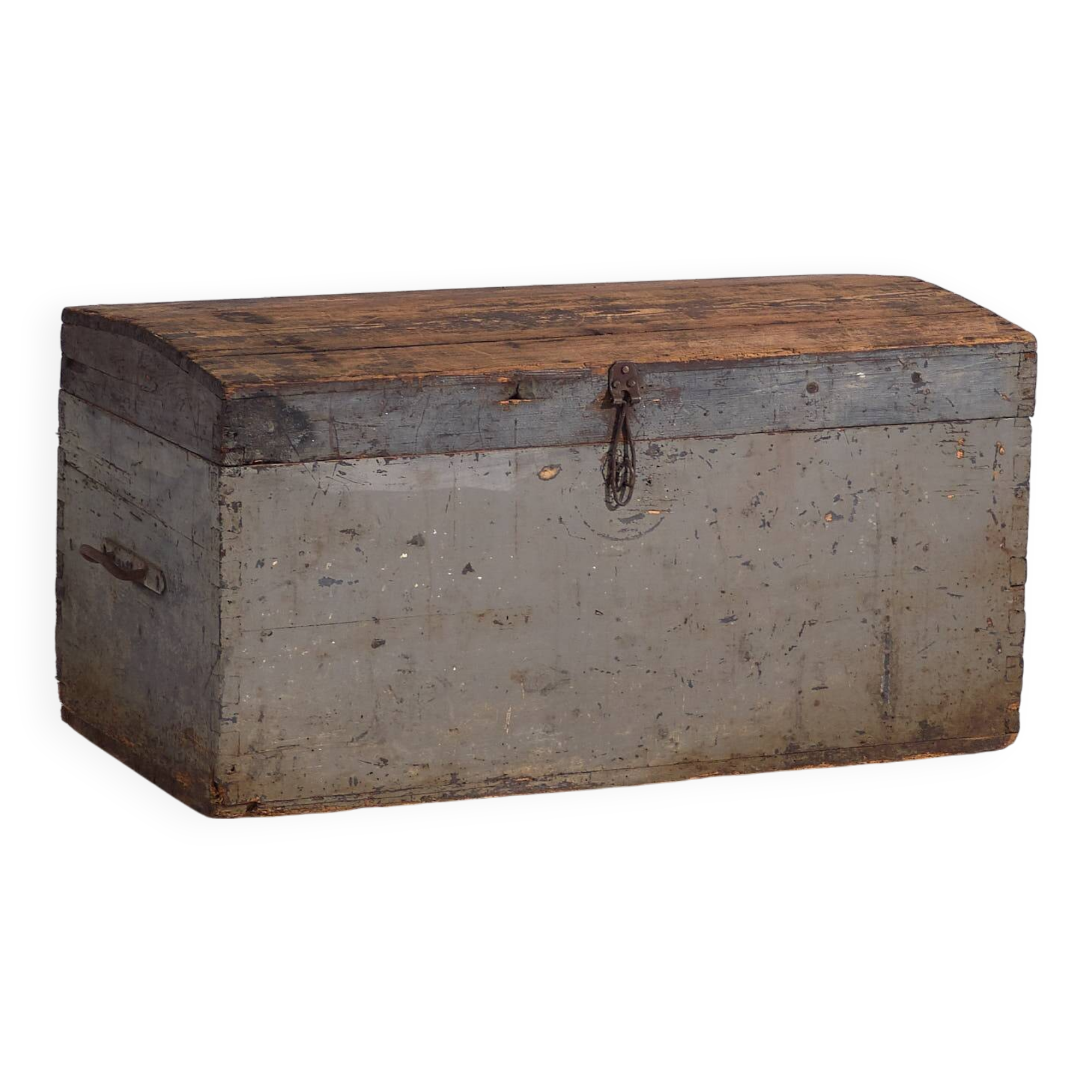 Antique silver-grey solid wood chest (circa 1920) #20