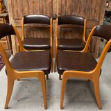 Set of 4 Scandinavian elm gondola chairs