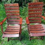 Pair of sodibois folding armchairs